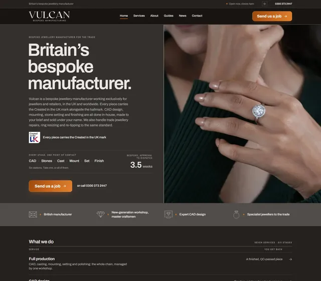 Dark mode. The site is light by default and only goes dark when a visitor chooses it, with every text colour checked for contrast in both schemes.